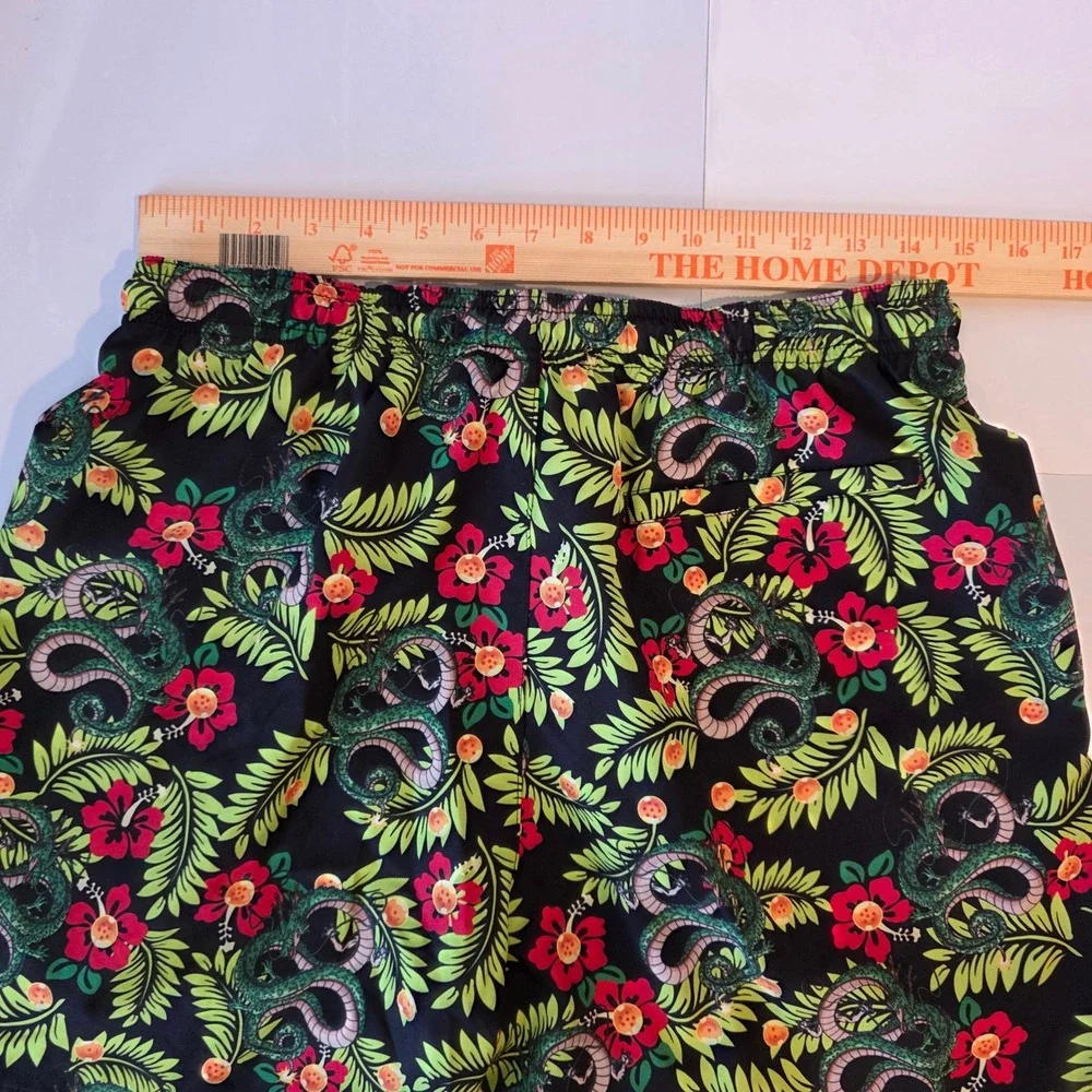 Dragon Ball Super Shenron Hibiscus Swim Trunks Mens Medium Black Anime Shorts